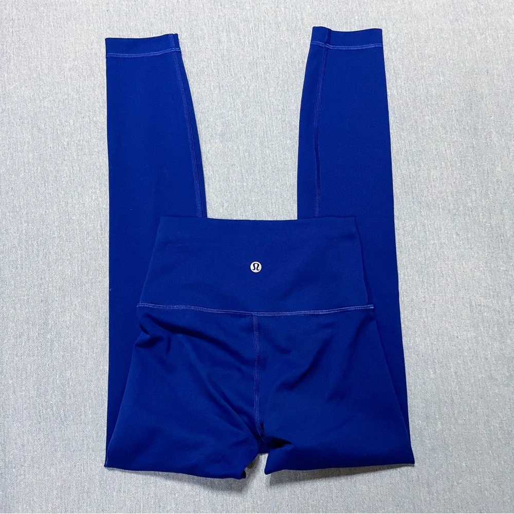 Lululemon Wunder Train Mid Rise Tights Size 2 Blue Gym Active Athletic Tight